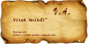 Vitek Anikó névjegykártya
